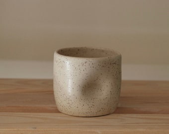 Thumb mug / Thumb cup / Handmade ceramic mug / Pottery mug / Speckled ceramic mug / Imperfect mug / Minimalist cup / Dimple cup
