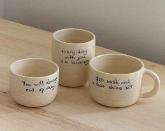 Custom Ceramic Mug, Personalized Pottery Cup, Made-to-Order