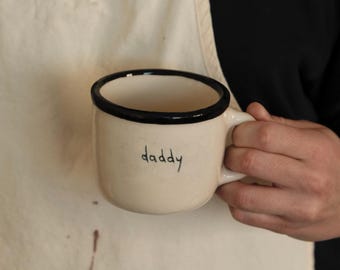 手書きのカスタム陶器マグカップ、パーソナライズされた陶器カップ、ヴィンテージノートマグ