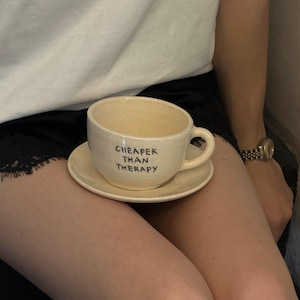 Taza de cerámica escrita a mano, taza de cerámica personalizada, taza de café con cita personalizada