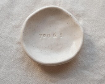 Custom Ring Dish / Personalized Engagement Ring Holder / Stamped Jewelry Plate / Anniversary or Wedding Gift