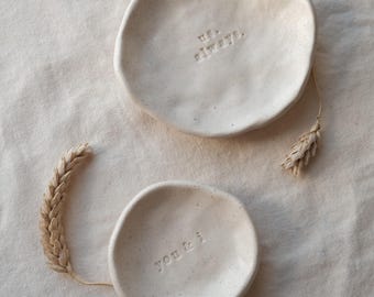 Personalized Pottery Ring Dish, Custom Engagement Jewelry Plate