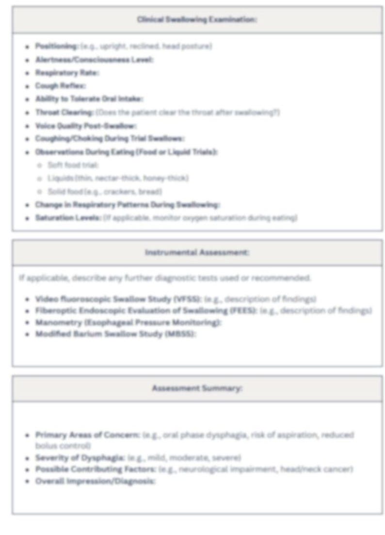 Dysphagia Evaluation Template - Etsy