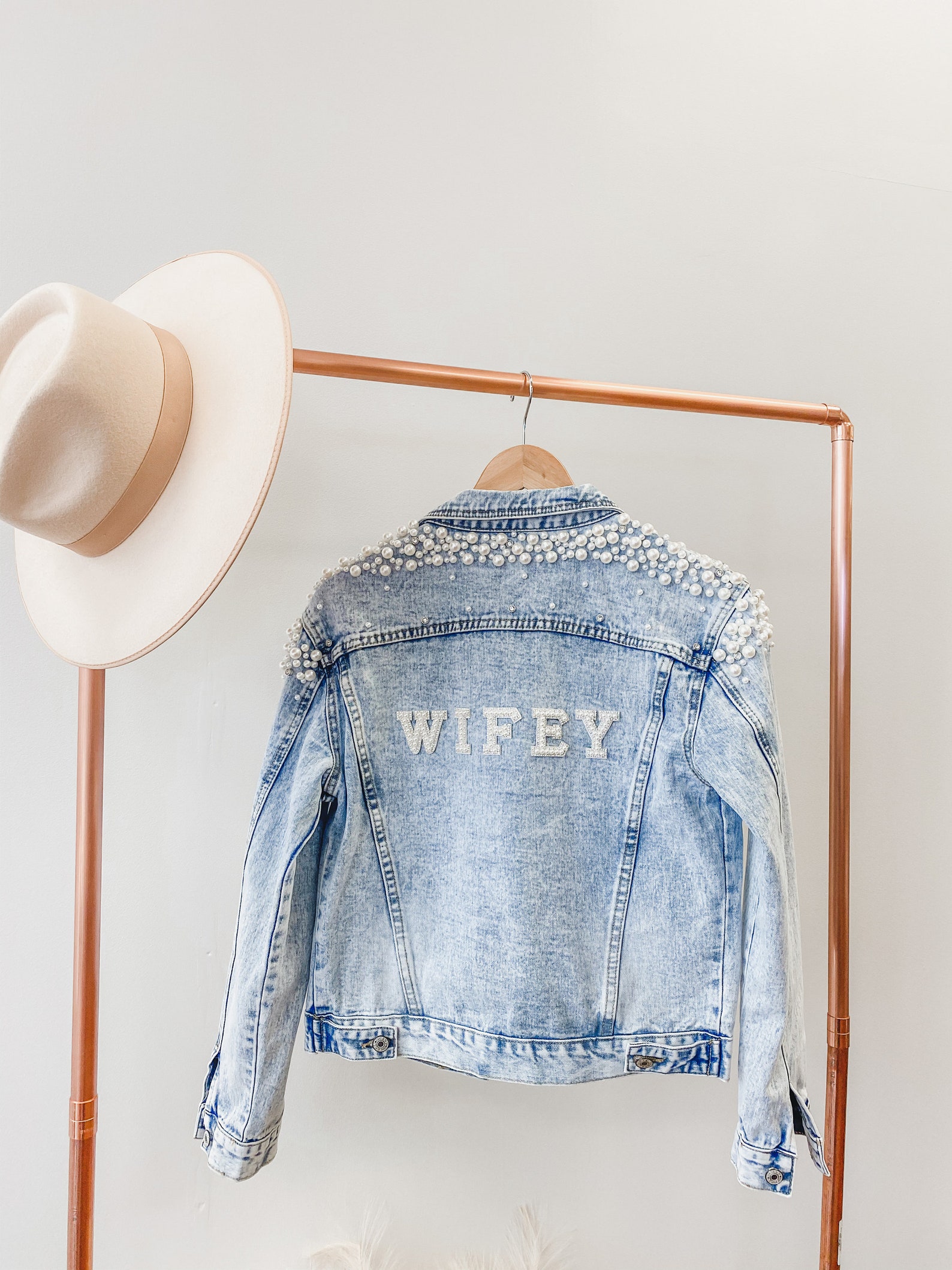Wifey Denim Jacket Pearl and Diamond Wedding Jean Jacket Etsy