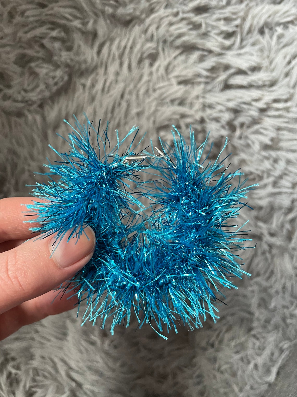 Sparkly Tinsel Hoop Earrings in TEN Colours Etsy UK