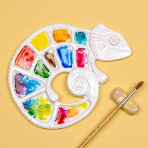 Paleta de acuarela Camaleón, Regalo para artistas, Materiales de arte, Paleta de colores de pintura para cerámica