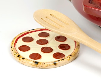 Pizza Spoon Rest – Handmade Ceramic Kitchen Decor