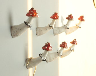 Mushroom Hook, Mushroom Decor, Coat Rack, Towel Rack, Coat Hooks, Hat Rack, Clothing Rack, Wall Hooks, Amanita Wall Mount, Coat Hanger