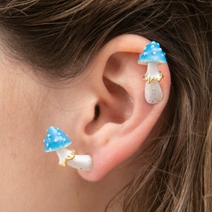Amanita Mushroom Earrings • Fairycore • Fairy Grunge • Quirky Earrings • Funny Earrings • Ear Climber • Cottagecore Whimsical Earrings