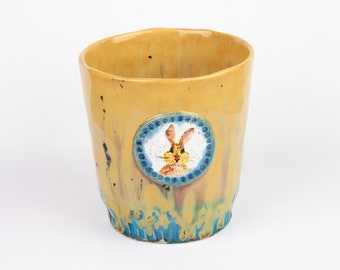 Hare Glass. Coffee glass with a fairytale rabbit - Fabulous  handmade ceramics