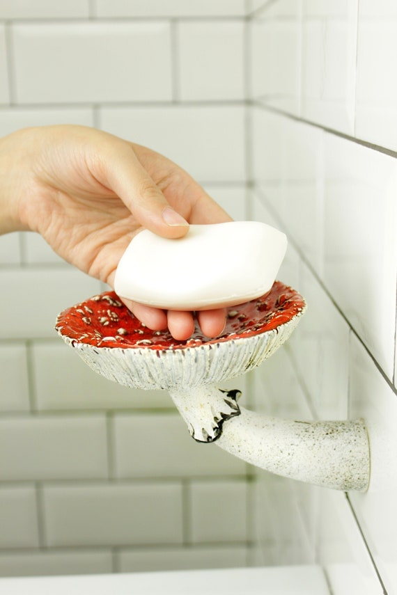 Mushroom Soap Dish, Towel Hook, Mushroom Decor, Floating Bathroom