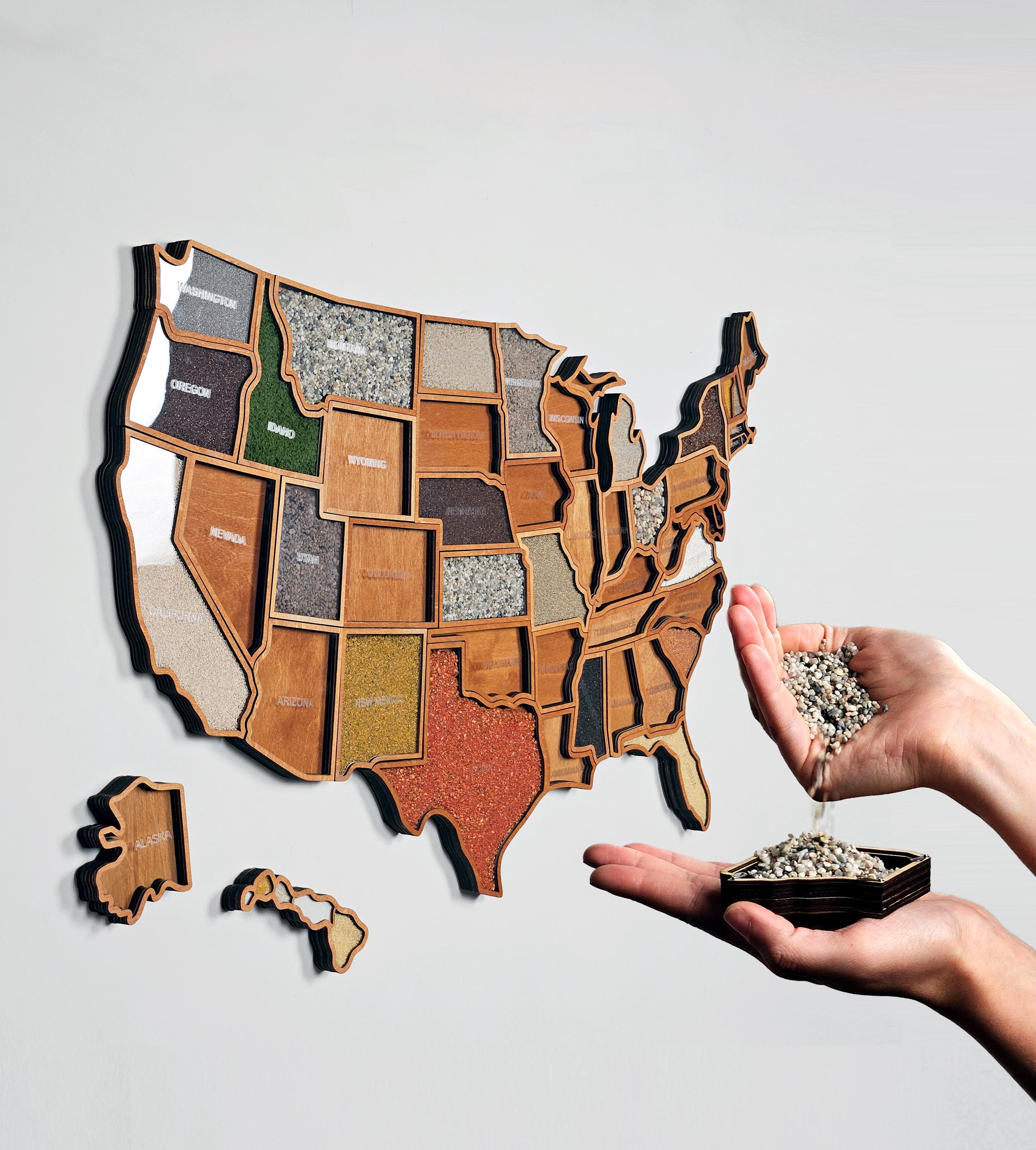 Handmade Memory Map US Travel Map - Memory Shadow Box - Travel Gift - Wood Keepsake Map - Etsy
