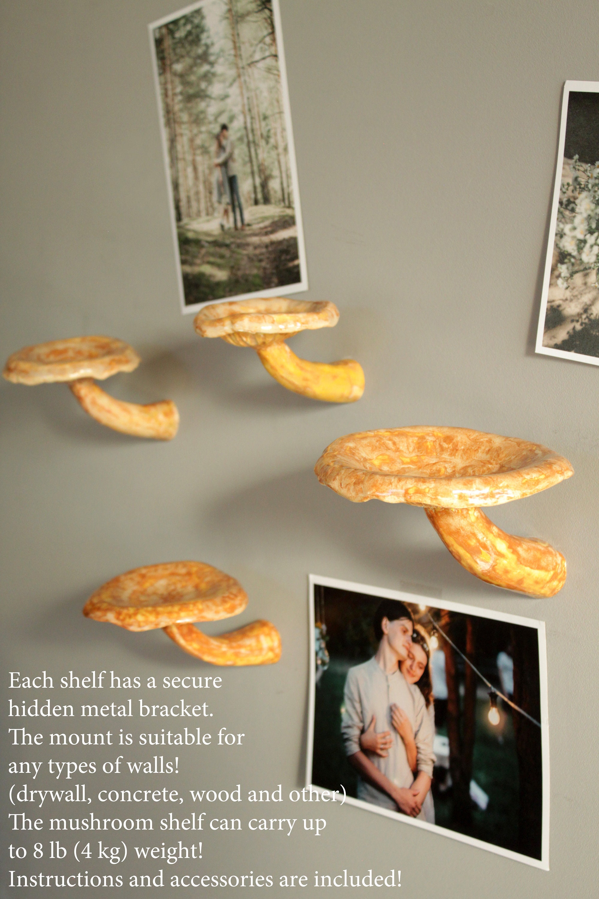 Mushroom Shelf Mushroom Decor Hanging Shelves Floating Etsy UK