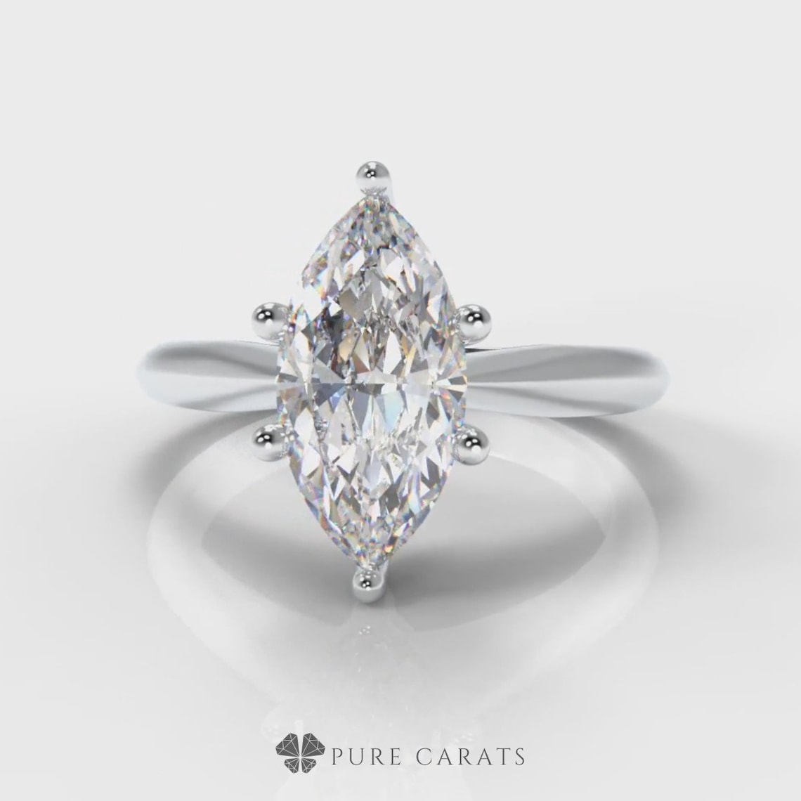 Marquise Lab Grown Diamond Solitaire Engagement Ring Etsy