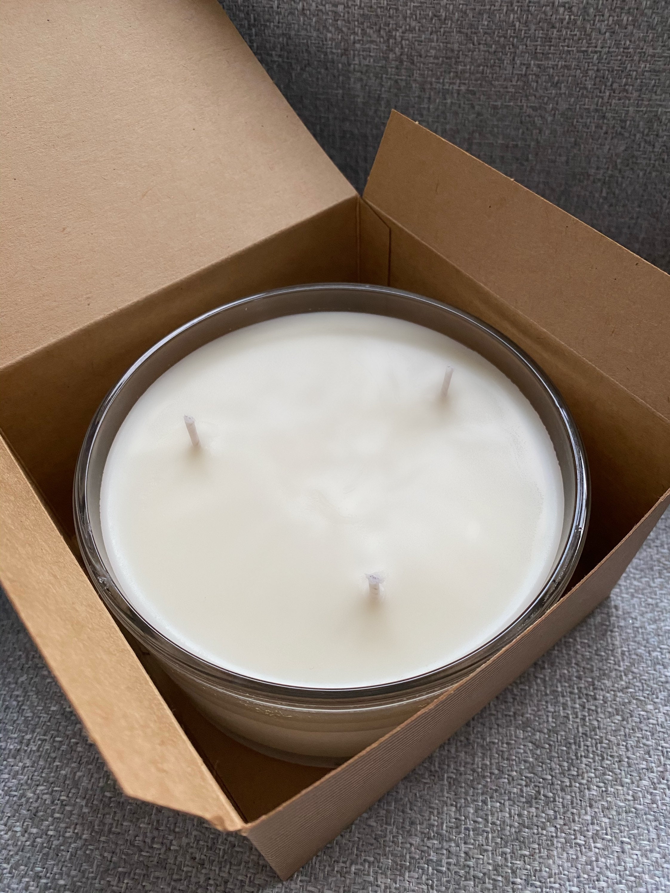 Scented Soy Wax 3 Wick Glass Candle Bowl Etsy