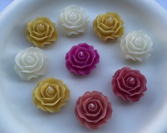 3 Set 100% Pure Natural Handmade Rose Flower Shape Beeswax Candles Cotton Wick