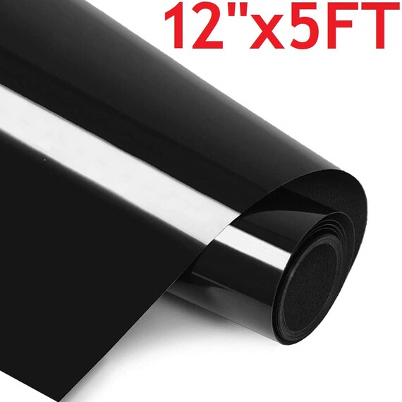 12 X 5FT Black HTV Iron on Heat Transfer Vinyl Roll for T-shirts