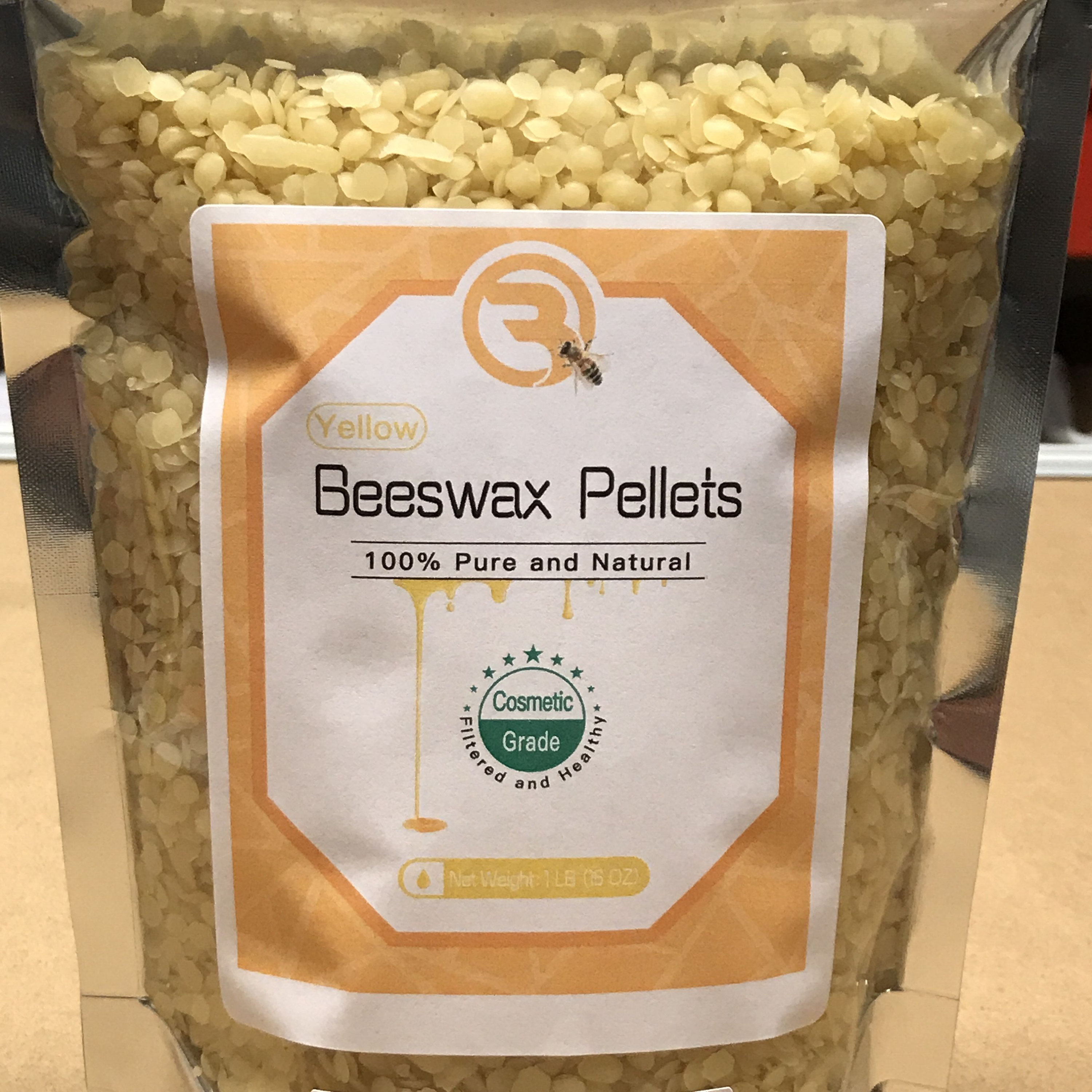 Organic Yellow beeswax pellets, 1 lb