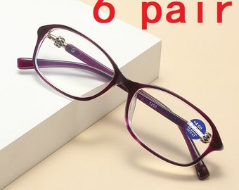 6 Pairs Oval Frame Reading Glasses Lightweight Classic Readers for Women Ladies