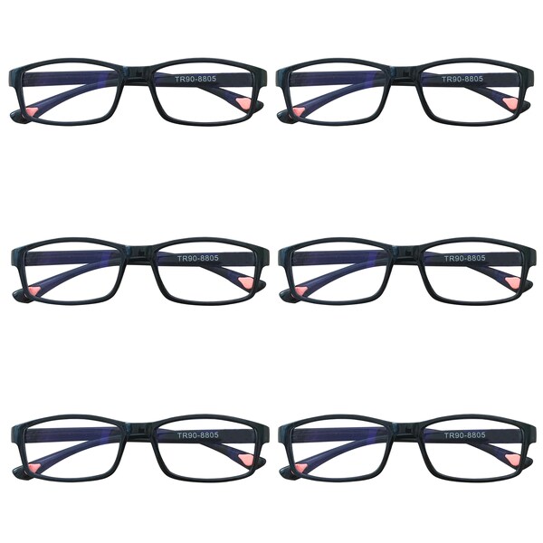 6 Packs Unisex Rectangular Frame Reading Glasses Classic Readers for Men Women