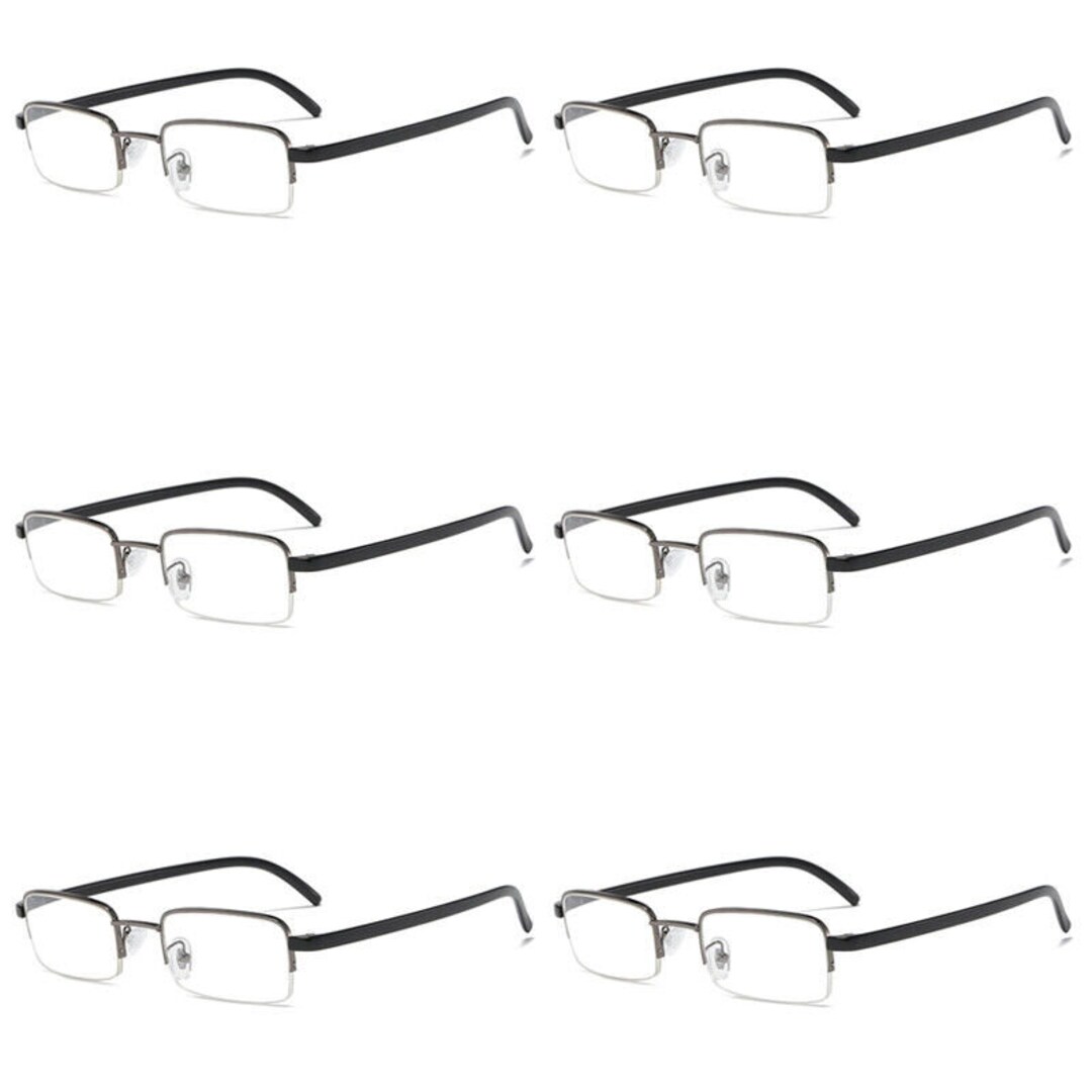 6 PK Mens Half Frame Reading Glasses Black Readers 1.00 1.50 2.00 2.50