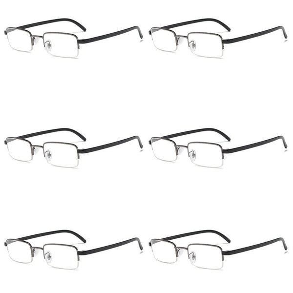 6 PK Mens Half Frame Reading Glasses Black Readers 1.00 1.50 2.00 2.50 3.00 4.00