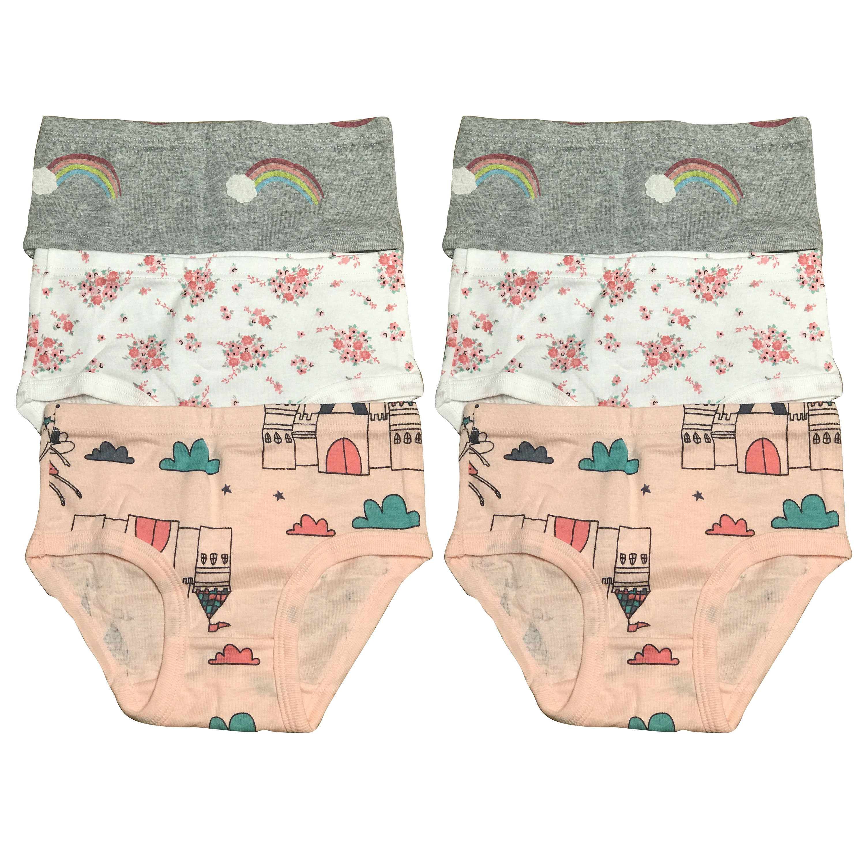 6-Pack Baby Cotton Underwear Little Girls' Briefs Toddler Undies