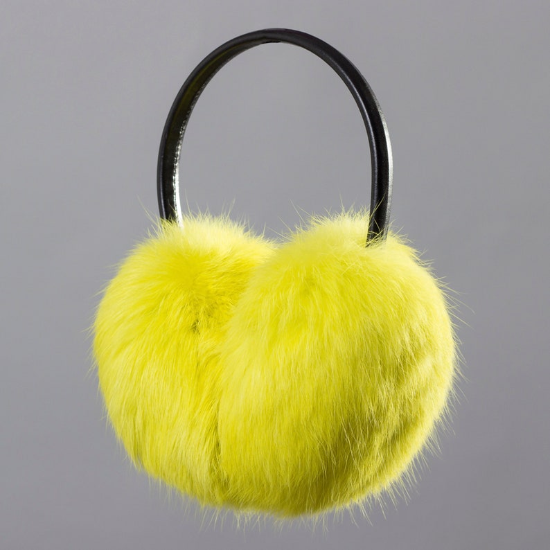 Yellow fur rabbit earmuffs fluffy accessory for women and Etsy