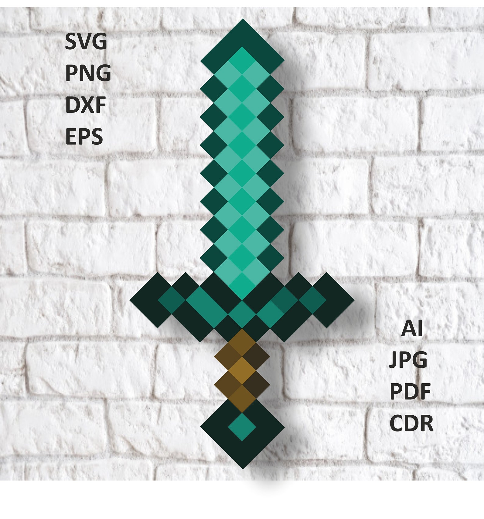 Minecraft Diamond Sword Pattern svg Minecraft Vector | Etsy
