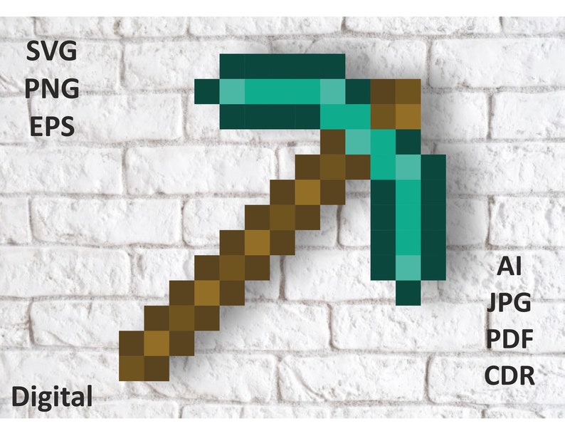 Download Diamond pickaxe minecraft pick Pattern svg Minecraft | Etsy