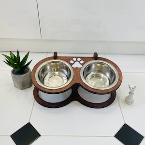 Moderne Katzenmöbel Erhöhter Katzennapf Hundenapfständer Katzennapfständer Haustierfütterungsständer Tierfutternapfständer Ständer Holzkatze