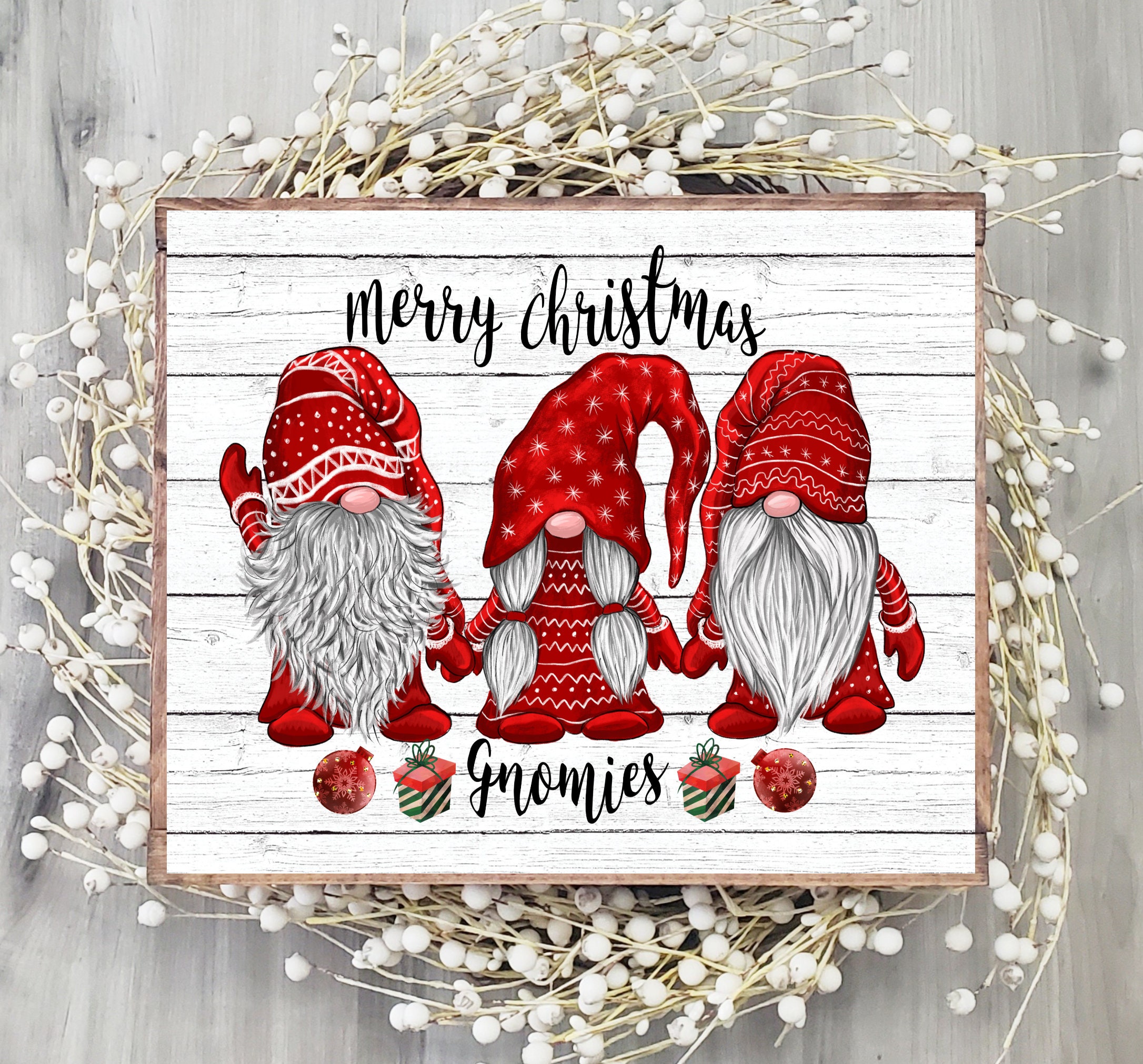 Merry Christmas Gnomies Holiday Sign Christmas Gnome Sign 