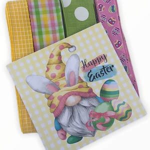 Happy Easter Bunny Gnome Wreath Sign and Ribbon Kit Combo, Wreath Supplies, Wreath Center, Wreath Kit