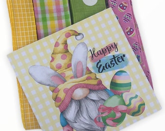 Happy Easter Bunny Gnome Wreath Sign and Ribbon Kit Combo, Wreath Supplies, Wreath Center, Wreath Kit