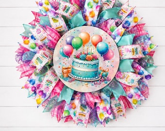 Colorful Birthday Wreath Kit | Happy BIrthday Wreath Sign | DIY  Wreath Birthday Wreath Supplies | DIY Birthday Decor