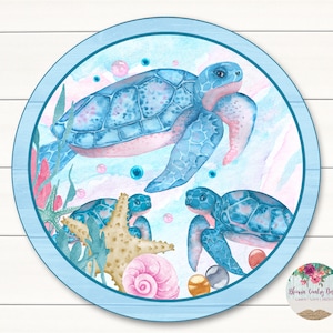 Sea Turtle Summer Sign - Door Hanger - Craft Supplies - Wreath Sign - Wreath Supplies  Wreath center  Wreath Embellishment - Wreath Decor
