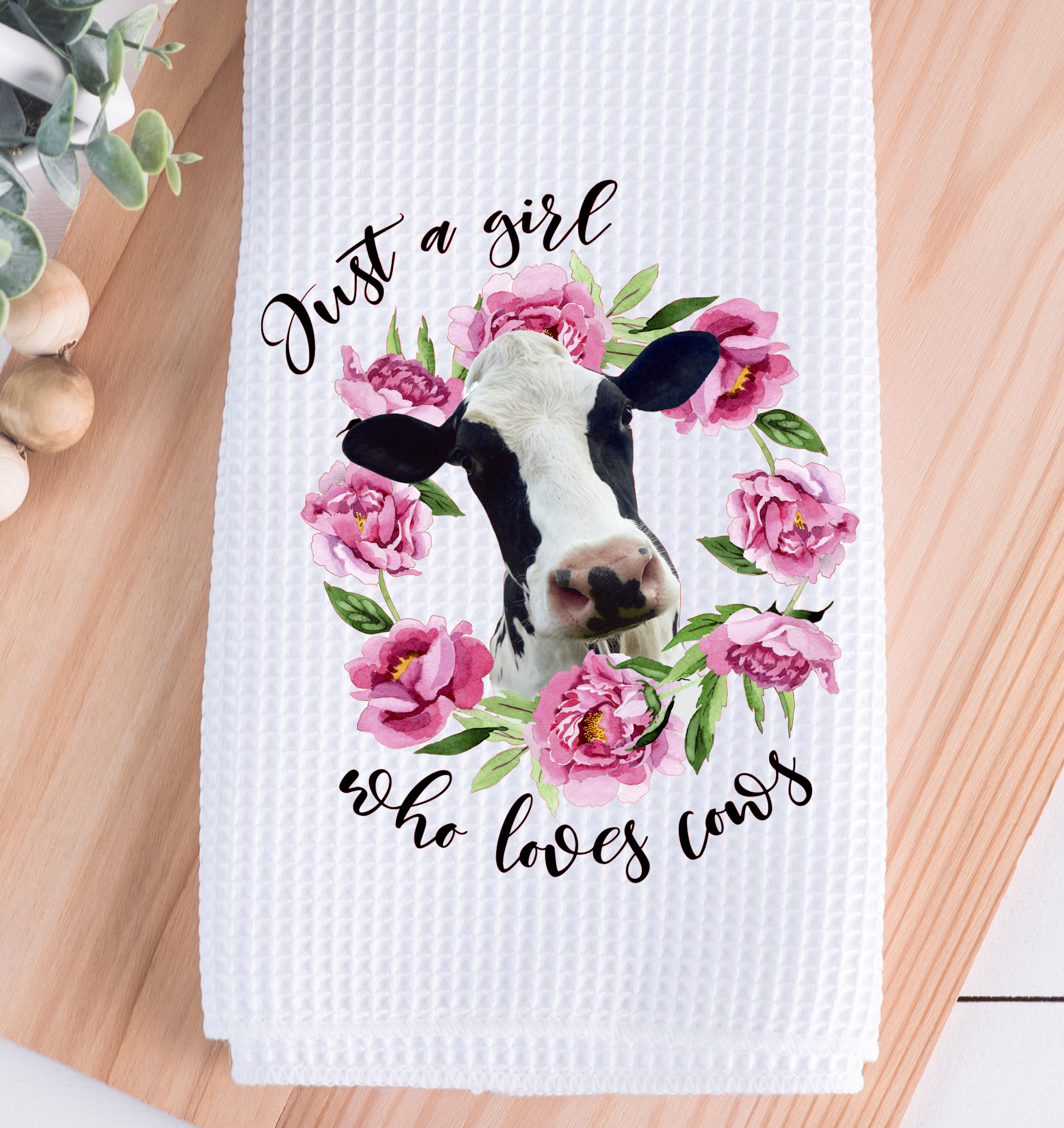 spring kitchen towel, cotton dish towel i herd that cow funny striped tea  towel gift
