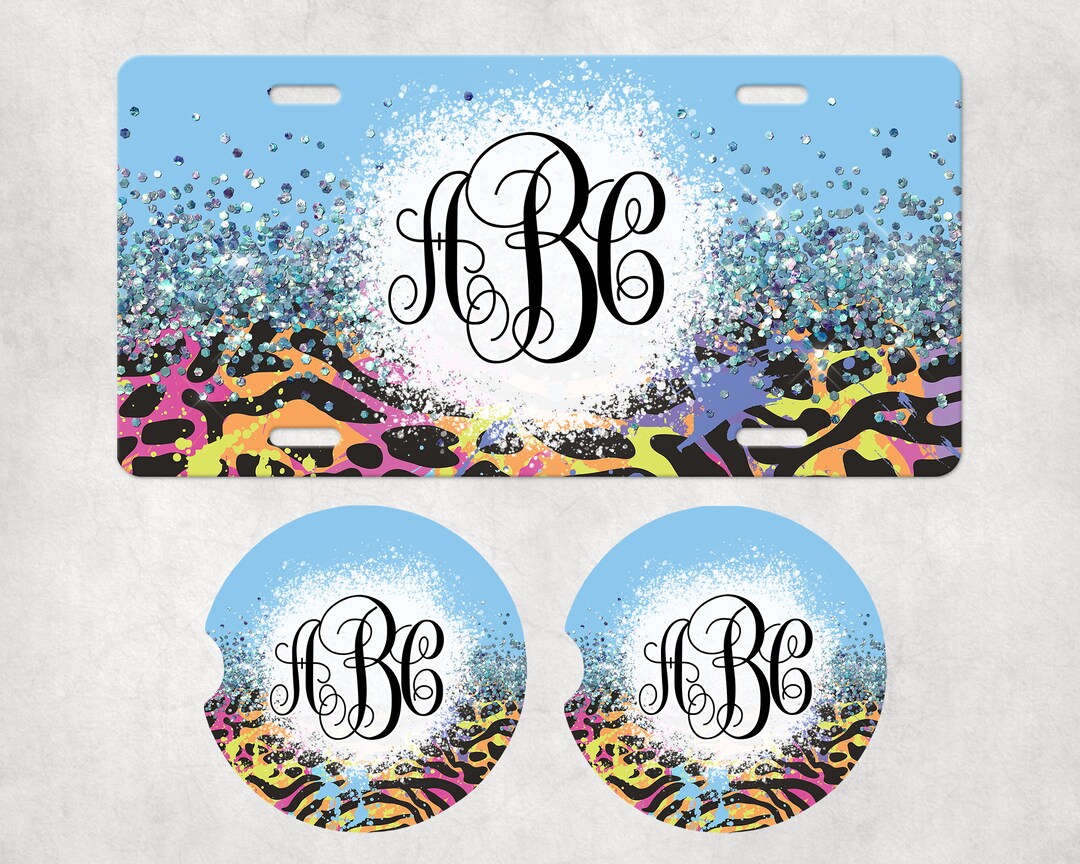 Personalized Monogrammed Car Bundle | Monogram Car Tag | Blue Rainbow ...