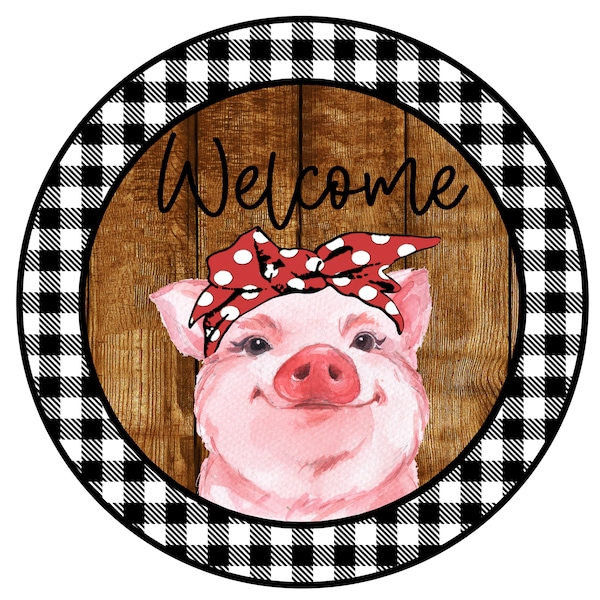 Pig Wreath Sign, farmhouse sign, wreath center, wreath attachment, tiered tray sign, door hanger, wreath supplies