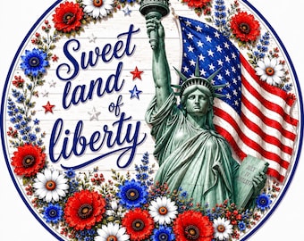 Liberty Patriotic Sign, Aluminum Metal Art, Tiered Tray Decor, Door Hanger