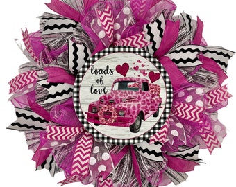 Loads of Love Rustic Truck Valentine Wreath, Valentine Wreath for Front Door Wreath, Love Wreath, Valentine Decor, Valentine's Day Wreath