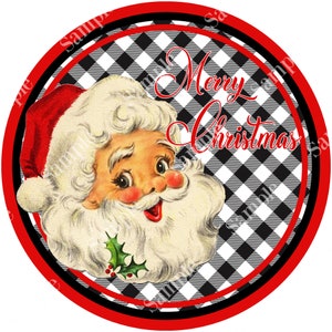 Merry Christmas Vintage Santa Sign - Round Christmas Sign Wreaths - Wreath Sign - Door Hanger - Tiered Tray Sign - Home Decor