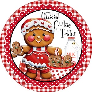 Cookie Tester Gingerbread Girl Christmas sign, Christmas Wreath Sign, Christmas Door Hanger, Christmas Tiered Tray Sign, Gingerbread sign
