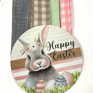 Happy Easter Wreath Sign and Ribbon Combo, Wreath Supplies, Wreath Center, Wreath Kit, Easter Decor, Easter Wreath