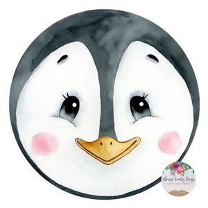 Penguin Face Winter Christmas Sign - Christmas Decor -  Wreath Sign - Door Hanger - Tiered Tray Sign - Home Decor