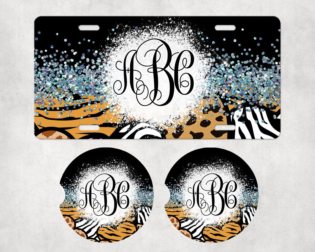 Personalized Monogrammed Car Bundle | Monogram Car Tag | Animal Print ...