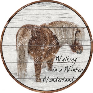 Winter Wonderland Pony Christmas Sign - Christmas Wreath Sign - Door Hanger - Tiered Tray Sign - Wreath Center Attachment