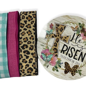 He is Risen Easter Wreath Sign and Ribbon Kit Combo, Wreath Supplies, Wreath Center, Wreath Kit