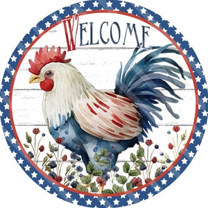 Rise and Shine USA Patriotic Rooster, Patriotic Farmhouse Wreath Sign, July 4th Sign, Wreath Supplies, Tiered Tray Sign, Patriotic Decor