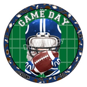 Game Day Football Gnome Sign Blue- Sport Sign for Wreaths - Door Hanger - Tray Decor - Wreath Sign - Football Wreath Center